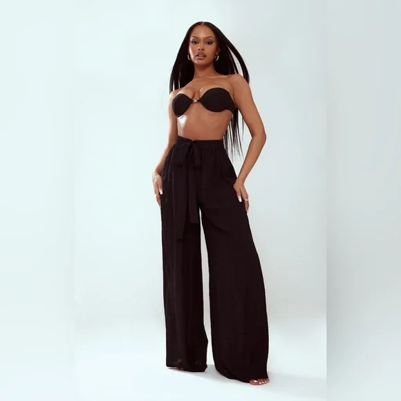 Joie black silk pants wide leg palazzo - Picture 6 of 14